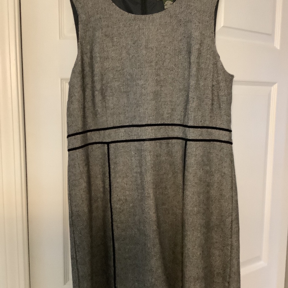 Eddie Bauer Size 16 Wool Blend Black and white Tweed Dress, sleeveless